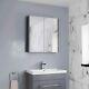 100% Waterproof 600mm Mirrored Cabinet Dark Gloss Grey Wall Mounted Storage Unit