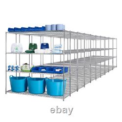 10 X HEAVY DUTY Chrome 4 Tier Shelving 360kg UDL 1838mm H X 1517mm W X 609mm D