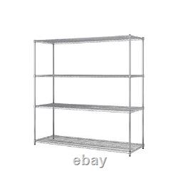 10 X HEAVY DUTY Chrome 4 Tier Shelving 360kg UDL 1838mm H X 1517mm W X 609mm D