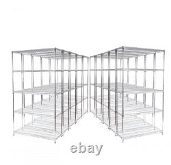 10 x HEAVY DUTY Chrome 5 Tier Shelving 500KG Capacity 1838mmH X 1212mmW X 457mmD