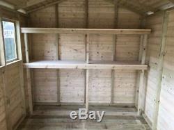 12 x 8 Heavy duty 19mm t&g Tanalised Malvern Apex Workshop with shelving