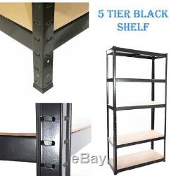 (1500 x 700 x 300) mm Heavy Duty Storage Racking 5 Tier Black Shelving Boltles