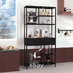 180CM Tall Industrial Bookshelf Kitchen Office Display Standing Shelf with Drawers