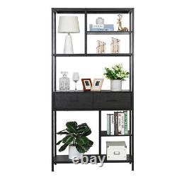 180CM Tall Industrial Bookshelf Kitchen Office Display Standing Shelf with Drawers