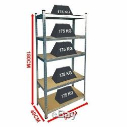 180cm Heavy Duty Metal Garage Shelving Racking Unit Storage Rack Boltless Shelf