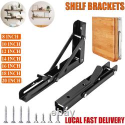 1-10 pairs Folding Shelf Brackets with Locking Hinge Wall Mounted Heavy Duty