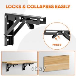 1-10 pairs Folding Shelf Brackets with Locking Hinge Wall Mounted Heavy Duty