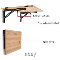 1-10 pairs Folding Shelf Brackets with Locking Hinge Wall Mounted Heavy Duty