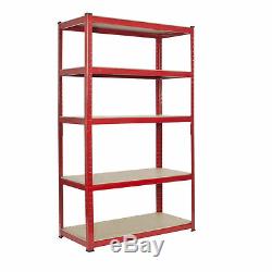 1 Racking Bays 5 Tier Red Shelving Unit Storage Racks Heavy Duty Steel Shelf RED