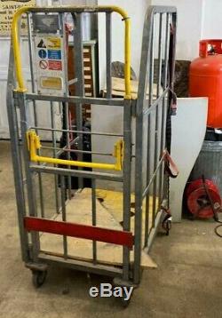 1 X Red Mesh Sided Rolling Cage Shelf Trolley-2 Doors-heavy Duty