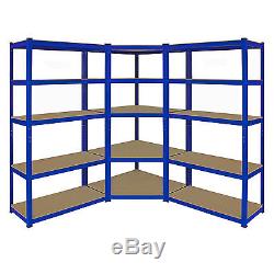 1 x Corner Racking Garage Shelving 2 x 90cm Bays Metal Heavy Duty MDF Shelves