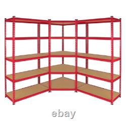 1x Corner Garage Shelving 2x90cm Rack Bays Metal Heavy Duty MDF Shelves