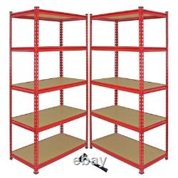 1x Corner Garage Shelving 2x90cm Rack Bays Metal Heavy Duty MDF Shelves