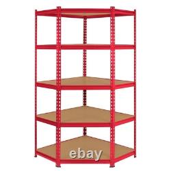 1x Corner Garage Shelving 2x90cm Rack Bays Metal Heavy Duty MDF Shelves