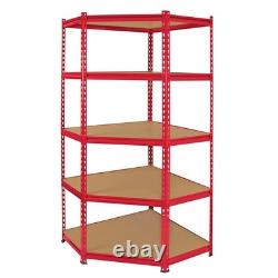 1x Corner Garage Shelving 2x90cm Rack Bays Metal Heavy Duty MDF Shelves