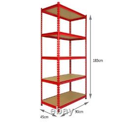 1x Corner Garage Shelving 2x90cm Rack Bays Metal Heavy Duty MDF Shelves
