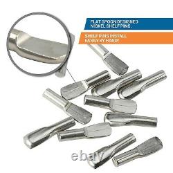 25 Pack 3MM Shelf Pin Spoon Shaped Cabinet Support Pegs Holder Metal Nickel
