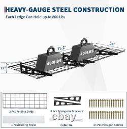 2PCS 6x2 ft Garage Storage Shelving Wall Mounted Heavy Duty Shelves Rack