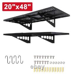 2PCS Garage Wall Shelving Storage Heavy Duty Wall Mounted Floating Shelf withHooks
