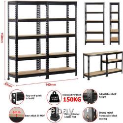 2PCS Heavy Duty Garage Shed Storage Shelves 150X70X30Cm Black