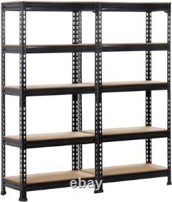 2PCS Heavy Duty Garage Shed Storage Shelves 150X70X30Cm Black