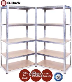 2 Bay Heavy Duty Garage, Storage, 5 Tier Shelving Racking, Free Delivery, 175kg