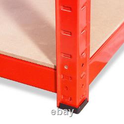 2 Bays Red Metal Garage Shelves Shelving Heavy Duty Racking Storage 180x90x60cm