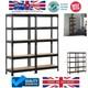 2 Heavy Duty 5 Tier Black Garage Storage Shelves Adjustable & Boltless