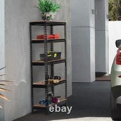 2 Heavy Duty 5 Tier Black Garage Storage Shelves Adjustable & Boltless