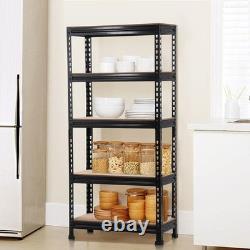 2 Heavy Duty 5 Tier Black Garage Storage Shelves Adjustable & Boltless