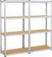 2 Pcs Silver Heavy-duty Storage Frame 160x80x40cm Steel Shelving 4 Tier Displa