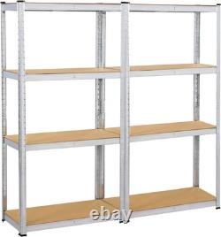 2 PCS Silver Heavy-Duty Storage Frame 160X80X40Cm Steel Shelving 4 Tier Displa 2 PCS Silver Heavy-Duty Storage Frame 160X80X40Cm Steel Shelving 4 Tier Displa