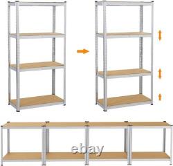 2 PCS Silver Heavy-Duty Storage Frame 160X80X40Cm Steel Shelving 4 Tier Displa
