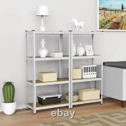 2 PCS Silver Heavy-Duty Storage Frame 160X80X40Cm Steel Shelving 4 Tier Displa