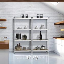 2 PCS Silver Heavy-Duty Storage Frame 160X80X40Cm Steel Shelving 4 Tier Displa