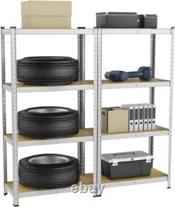 2 PCS Silver Heavy-Duty Storage Frame 160X80X40Cm Steel Shelving 4 Tier Displa
