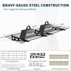 2 Pack 2x6Ft Garage Shelving Adjustable Storage Shelf Heavy Duty Wall Mounted
