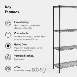 2-Pack 4-Tier Boltless Wire Shelving Units Heavy-Duty, Adjustable Feet