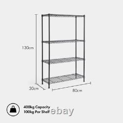 2-Pack 4-Tier Boltless Wire Shelving Units Heavy-Duty, Adjustable Feet