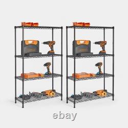 2-Pack 4-Tier Boltless Wire Shelving Units Heavy-Duty, Adjustable Feet