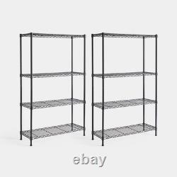2-Pack 4-Tier Boltless Wire Shelving Units Heavy-Duty, Adjustable Feet