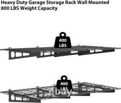 2 Pack Garage Storage Shelving Wall Mounted Heavy Duty Shelves Rack Steel Black