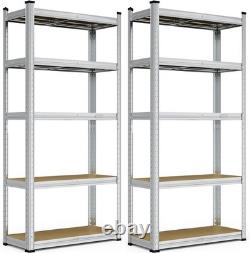 2 Pack Heavy Duty Garage Shelving Units 5 Tier Storage Racking 175kg Shelf