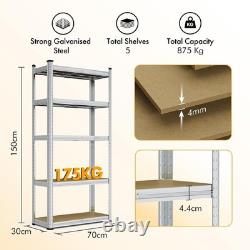 2 Pack Heavy Duty Garage Shelving Units 5 Tier Storage Racking 175kg Shelf