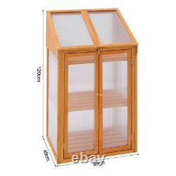 2 Shelves Wooden Garden Cold Frame Greenhouse Protection Raised Plants Bed Boxes