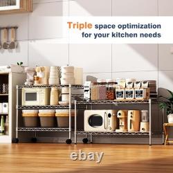 2-Tier Heavy Duty Metal Wire Shelving Unit 90x45x50cm Adjustable Chrome