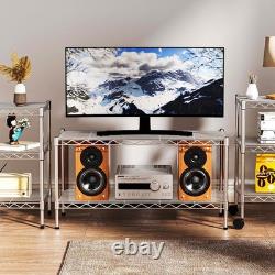 2-Tier Heavy Duty Metal Wire Shelving Unit 90x45x50cm Adjustable Chrome