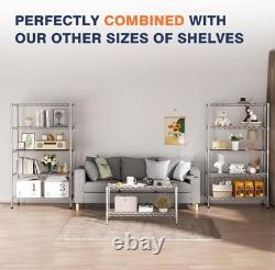 2-Tier Heavy Duty Metal Wire Shelving Unit 90x45x50cm Adjustable Chrome