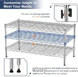 2-Tier Heavy Duty Metal Wire Shelving Unit 90x45x50cm Adjustable Chrome
