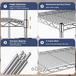 2-Tier Heavy Duty Metal Wire Shelving Unit 90x45x50cm Adjustable Chrome